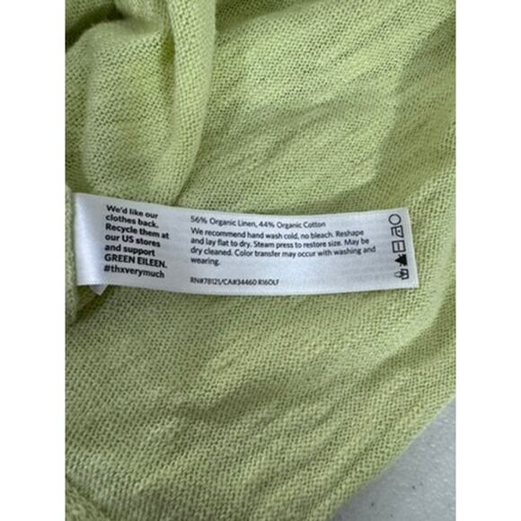 "EILEEN FISHER" Lime Organic Linen & Organic Cotton Shirt,Summer,Airy,Breathable - Picture 9 of 10